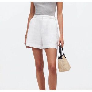 MADEWELL Linen Shorts Women 4 Clean Button-Tab NEW Eyelet White NR095
